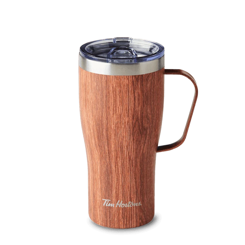 20oz Stainless Steel Travel Mug - Wood Grain from the Tim Hortons Canada menu