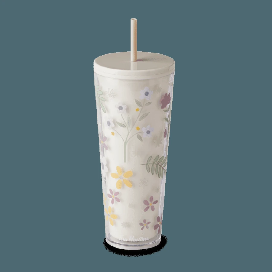 24oz Plastic Straw Tumbler - Floral from the Tim Hortons Canada menu