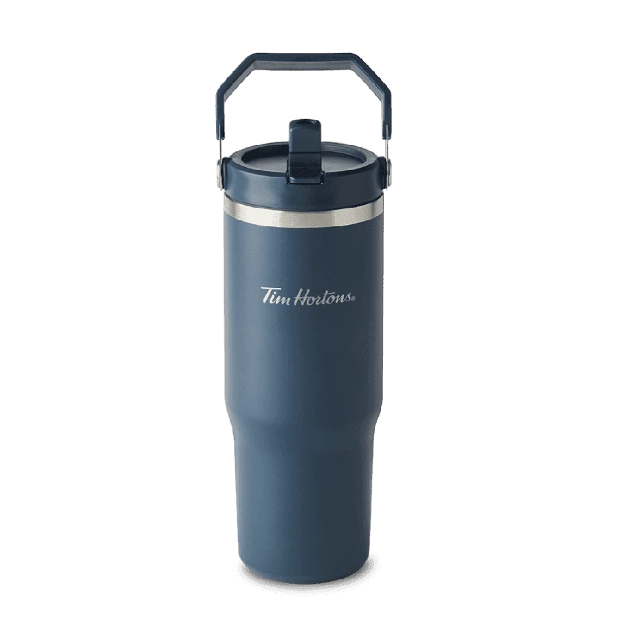 30oz Stainless Steel Tumbler with Top Handle - Navy from the Tim Hortons Canada menu