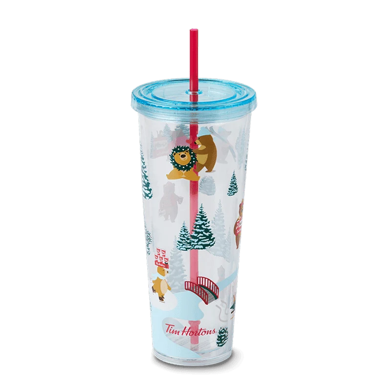 Holiday Dual Wall Plastic Straw Tumbler 24oz from the Tim Hortons Canada menu