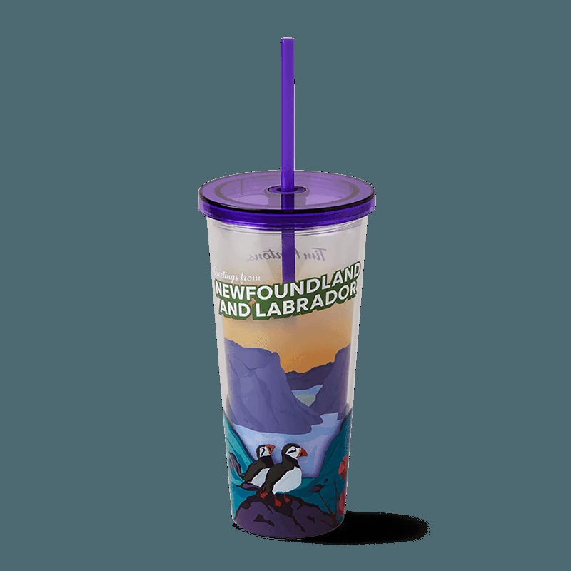 Newfoundland and Labrador Plastic Straw Tumbler 24oz from the Tim Hortons Canada menu