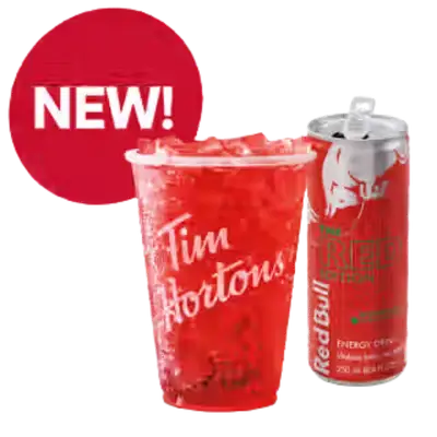 Ruby Rush TimsBoost with Red Bull from the Tim Hortons USA menu